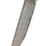 Эксклюзивный нож Стрела (сложный авторский дамаск с никелем, больстер серебро, вставка зуб мамонта, ножны из кожи растительного дубления) 