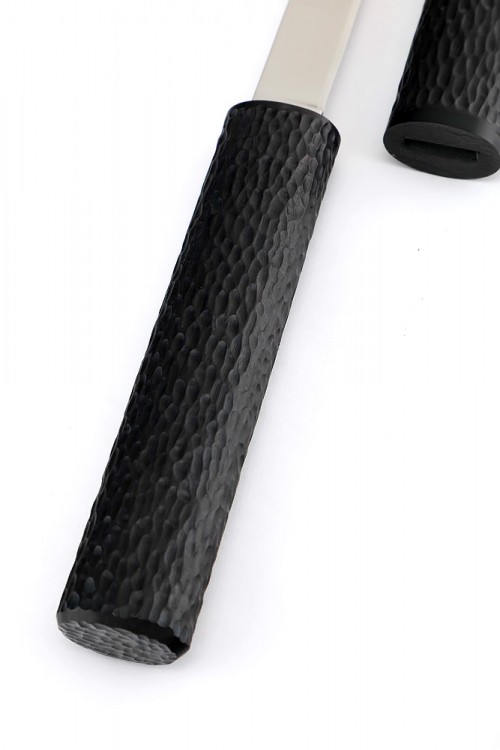 Нож "Сигара" кованая сталь Х12МФ черный граб резной деревянные ножны 