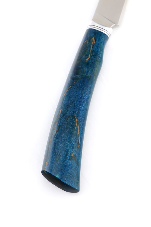 Нож для стейков сталь кованая 95Х18 рукоять карельская береза синяя 