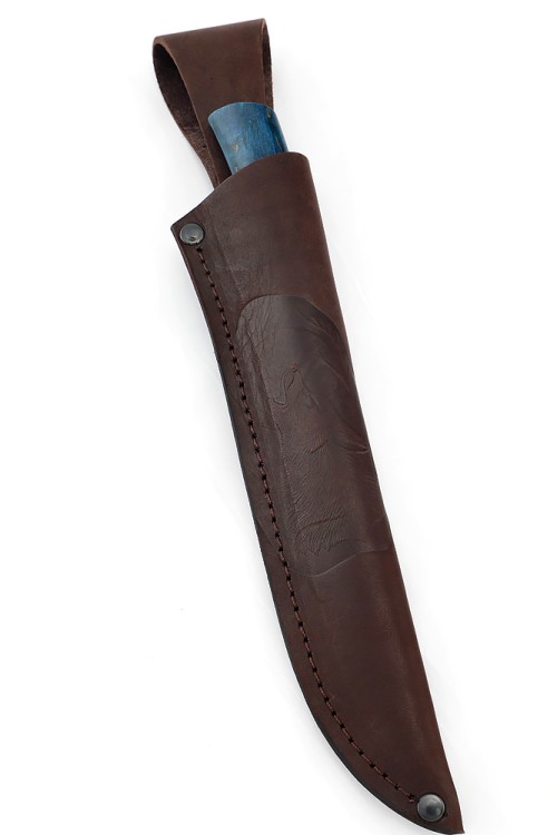 Нож для стейков сталь кованая 95Х18 рукоять карельская береза синяя 