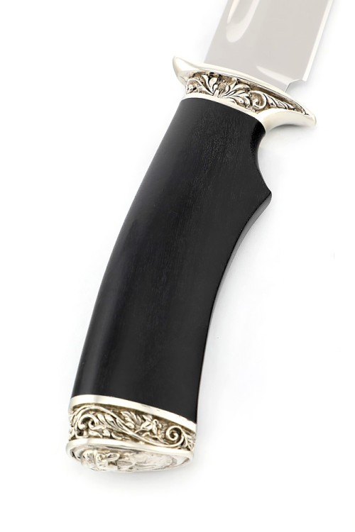 Нож Корсар сталь кованая 95Х18 рукоять мельхиор, черный граб 