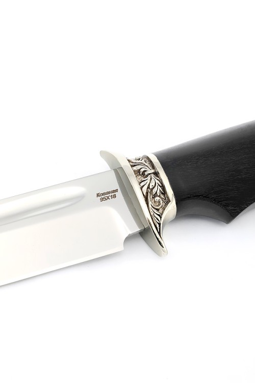 Нож Корсар сталь кованая 95Х18 рукоять мельхиор, черный граб 