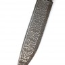Экслюзивный нож "Дратхар" сложный торцевой дамаск с никелем, больстер мокумэ-ганэ, клык моржа, кап клёна (скримшоу) 