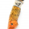 Экслюзивный нож "Дратхар" сложный торцевой дамаск с никелем, больстер мокумэ-ганэ, клык моржа, кап клёна (скримшоу) 