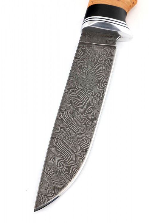 Нож Егерь сталь дамаск рукоять береста 