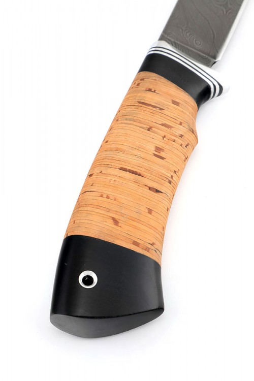 Нож Егерь сталь дамаск рукоять береста 