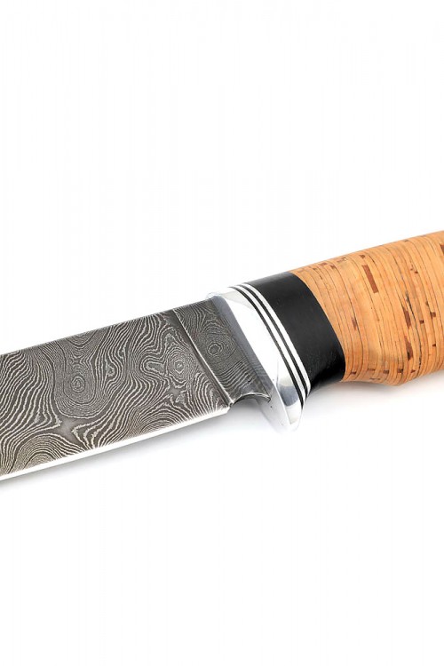 Нож Егерь сталь дамаск рукоять береста 