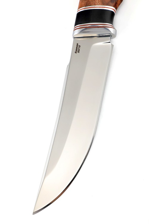 Нож Щучий кованая сталь 95х18 рукоять вставка черный граб бубинга 