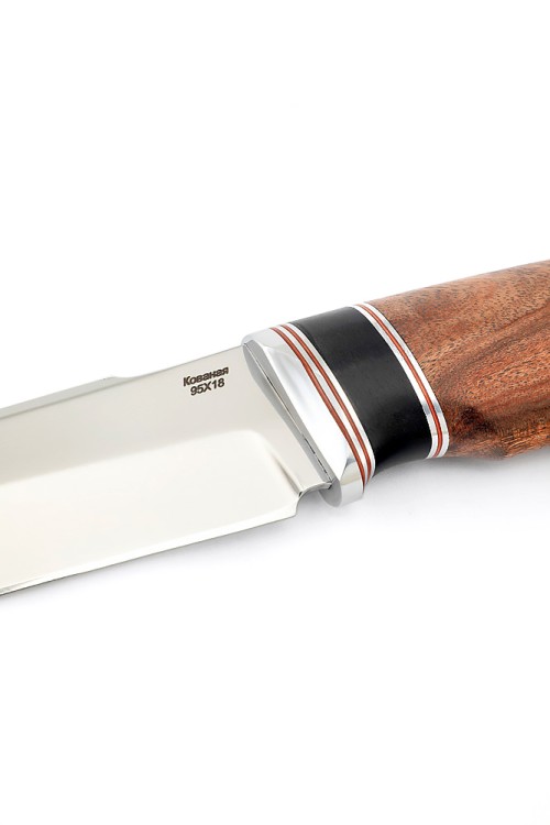 Нож Щучий кованая сталь 95х18 рукоять вставка черный граб бубинга 