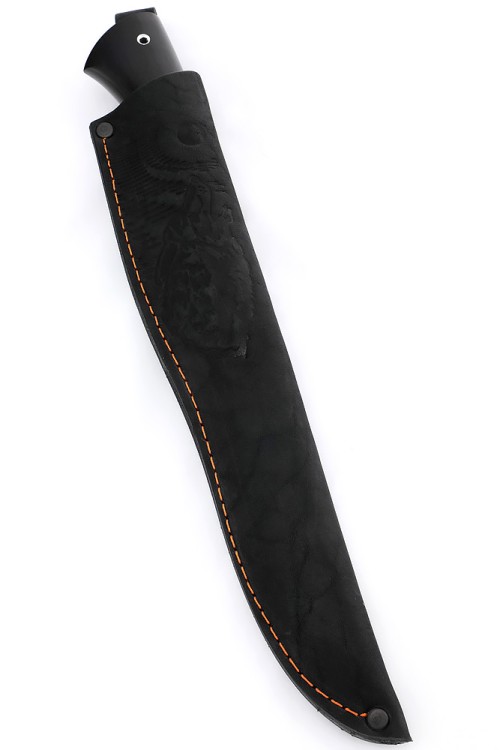 Нож Филейный большой сталь кованая 95Х18 рукоять вставка акрил красный, черный граб 