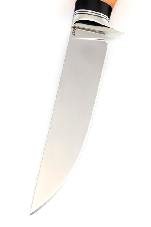 Нож Каюр сталь К340 рукоять мельхиор, береста 