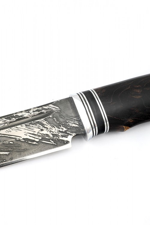 Нож Ящер сталь D2 рукоять карельская береза коричневая 