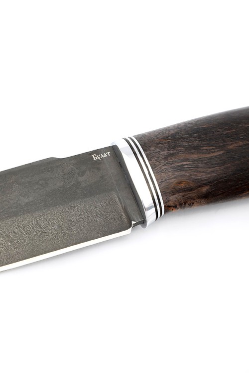 Нож Бурлак сталь булат, рукоять карельская береза коричневая 