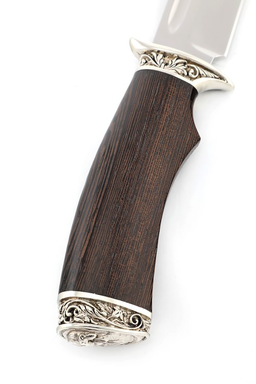 Нож Корсар сталь кованая Х12МФ рукоять мельхиор, венге 