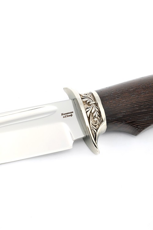 Нож Корсар сталь кованая Х12МФ рукоять мельхиор, венге 