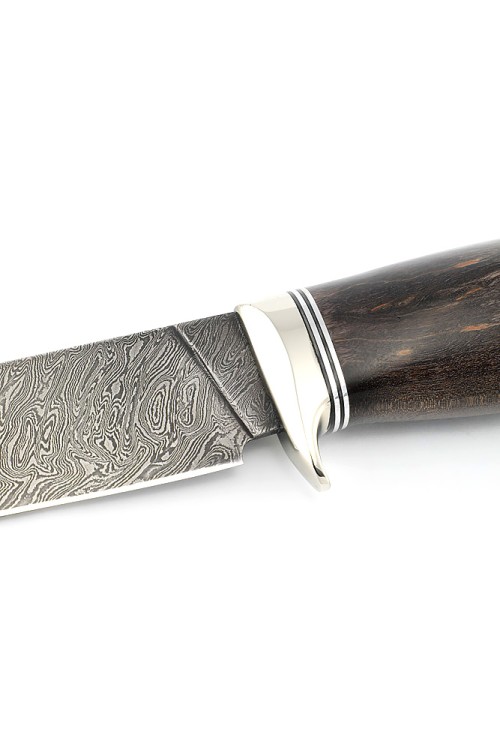 Нож Каюр сталь дамаск рукоять мельхиор, карельская береза коричневая 