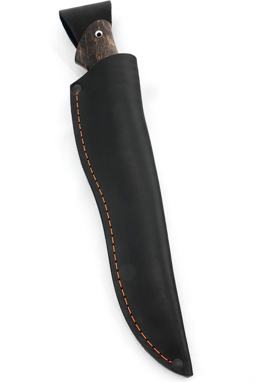 Нож Каюр сталь дамаск рукоять мельхиор, карельская береза коричневая 