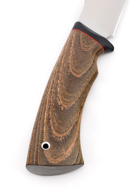 Нож Щучий сталь кованая х12мф рукоять G10, ясень стабилизированный коричневый 