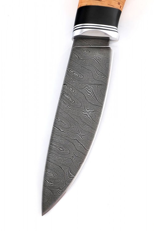 Нож Елец кованая сталь дамаск рукоять береста 
