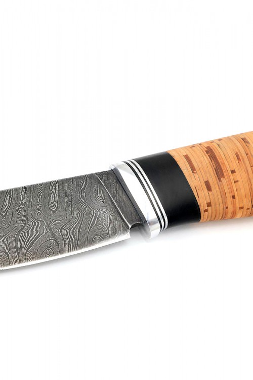 Нож Елец кованая сталь дамаск рукоять береста 