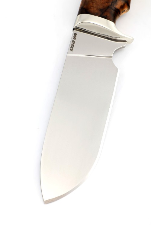 Нож Шкурник сталь M398 рукоять мельхиор, шпальт ольхи 