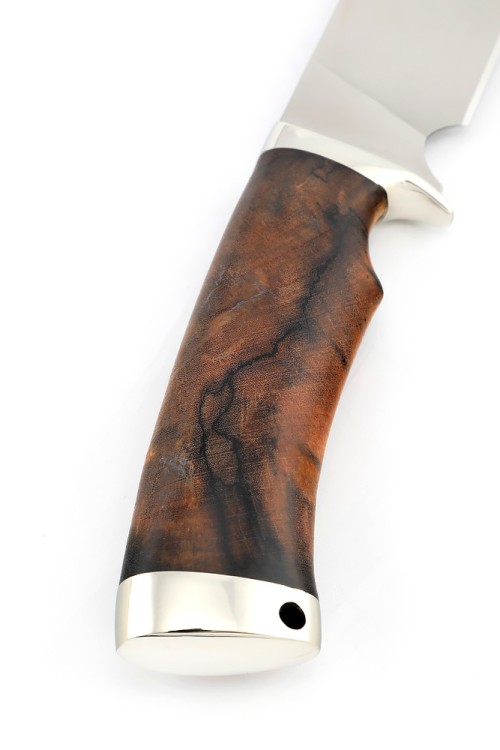 Нож Шкурник сталь M398 рукоять мельхиор, шпальт ольхи 