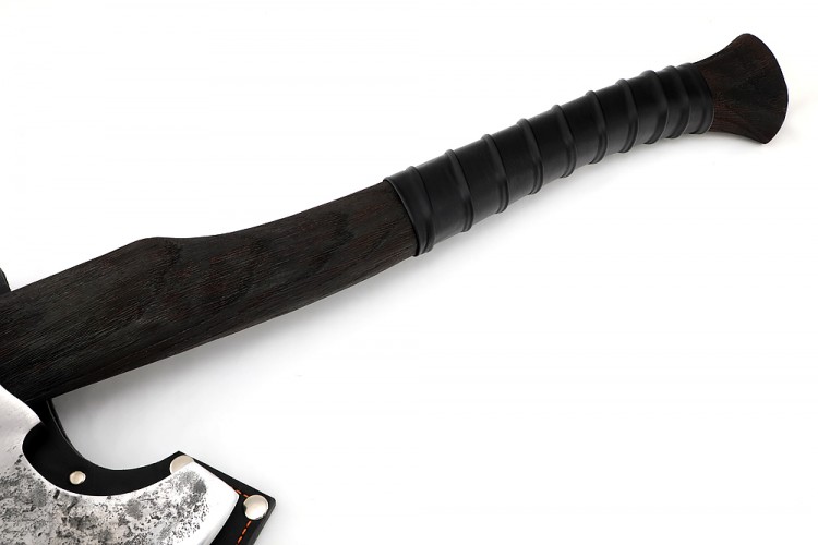 Топор Большой №3 (композитный сплав У10+ХВГ, рукоять искусственно состаренный ясень, тонировка, кожа) 