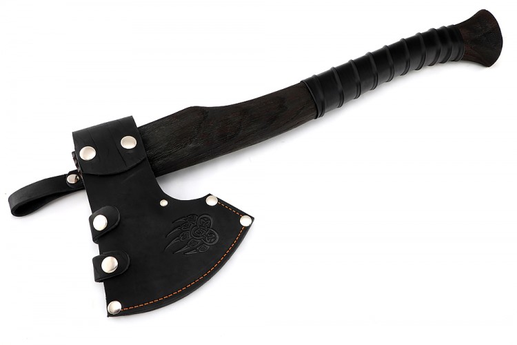 Топор Большой №3 (композитный сплав У10+ХВГ, рукоять искусственно состаренный ясень, тонировка, кожа) 