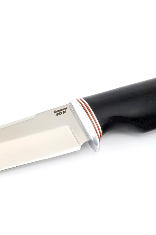 Нож Осетр сталь кованая 95х18 рукоять черный граб 