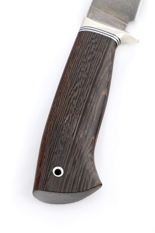 Нож Беркут сталь дамаск рукоять мельхиор, венге  Нож Беркут сталь дамаск рукоять мельхиор, венге