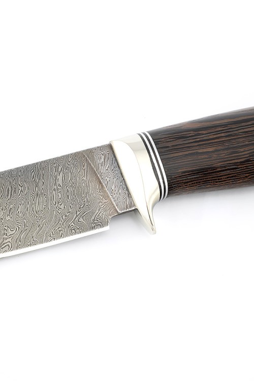 Нож Беркут сталь дамаск рукоять мельхиор, венге  Нож Беркут сталь дамаск рукоять мельхиор, венге