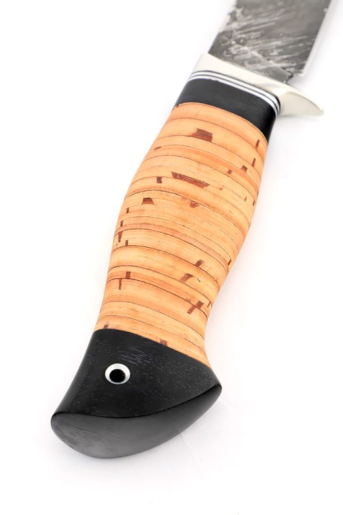 Нож Каюр сталь D2 рукоять мельхиор, береста 