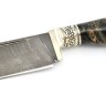 Нож Узбек-2 сталь дамаск рукоять мельхиор, кап клена черный 