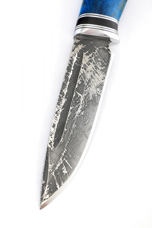 Нож Пеленгас сталь D2 рукоять кап клена синий 