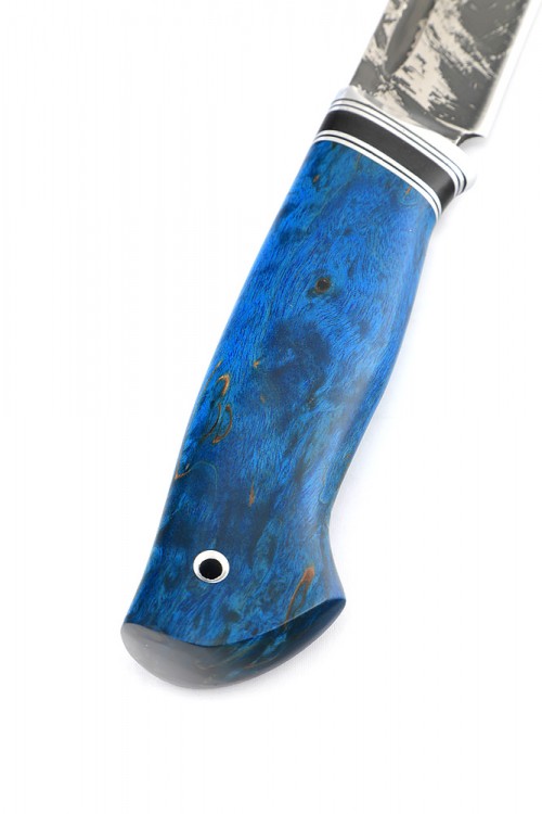 Нож Пеленгас сталь D2 рукоять кап клена синий 
