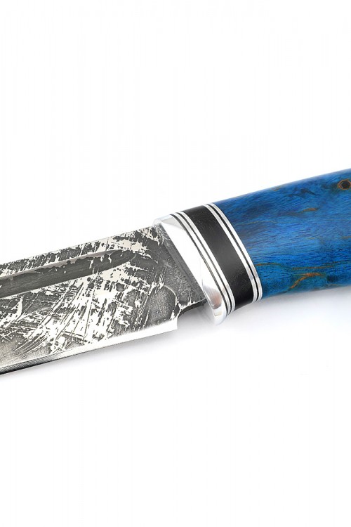 Нож Пеленгас сталь D2 рукоять кап клена синий 