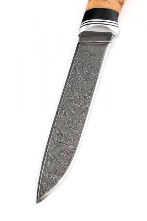 Нож Походный сталь дамаск рукоять береста 