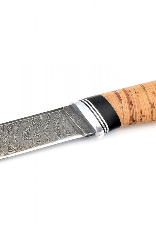 Нож Походный сталь дамаск рукоять береста 