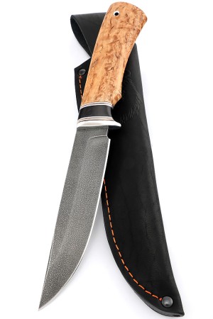 Нож Медведь сталь ХВ5, рукоять вставка черный граб, карельская береза
