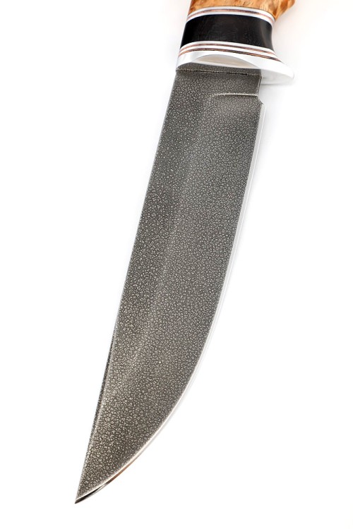 Нож Медведь сталь ХВ5, рукоять вставка черный граб, карельская береза коричневая 