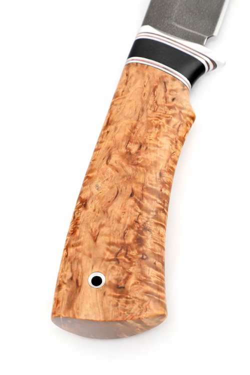 Нож Медведь сталь ХВ5, рукоять вставка черный граб, карельская береза коричневая 