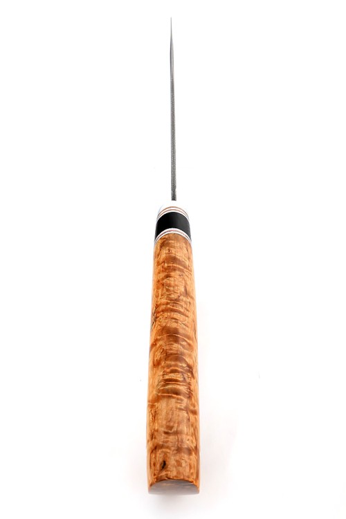 Нож Медведь сталь ХВ5, рукоять вставка черный граб, карельская береза коричневая 