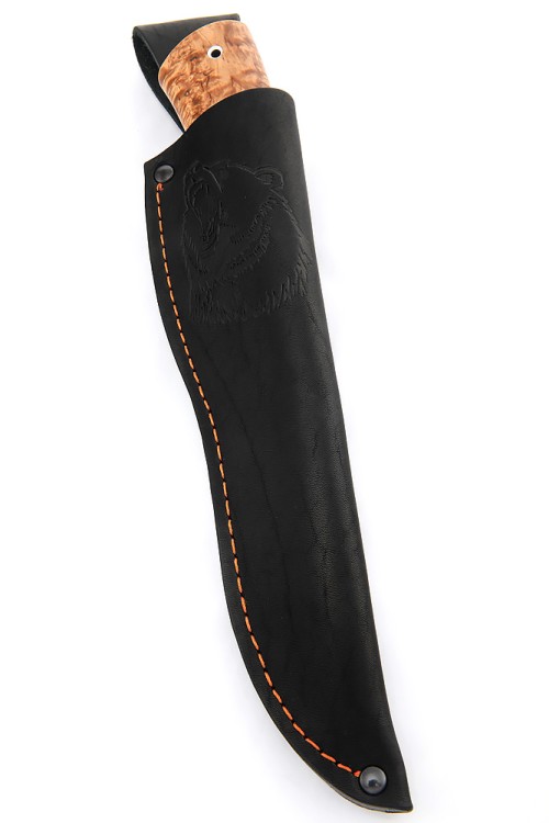 Нож Медведь сталь ХВ5, рукоять вставка черный граб, карельская береза коричневая 
