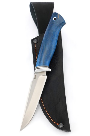 Нож Ласка сталь кованая К340 рукоять карельская береза синяя