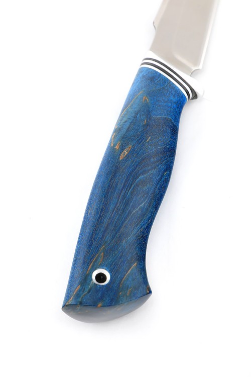 Нож Ласка сталь кованая К340 рукоять карельская береза синяя 