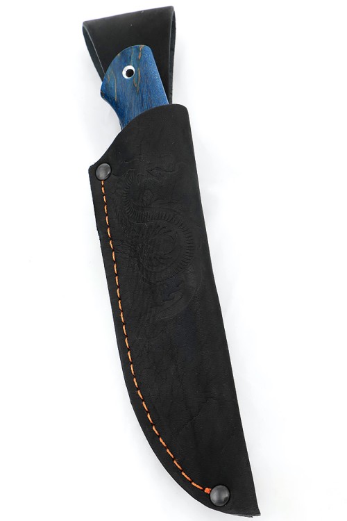 Нож Ласка сталь кованая К340 рукоять карельская береза синяя 