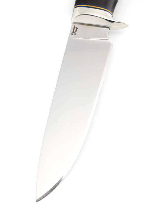 Нож Беркут сталь кованая Х12МФ рукоять мельхиор кожа наборная 