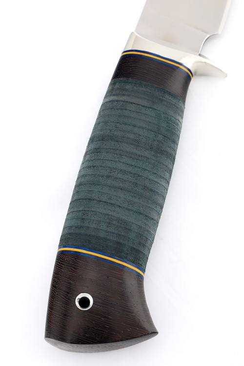 Нож Беркут сталь кованая Х12МФ рукоять мельхиор кожа наборная 