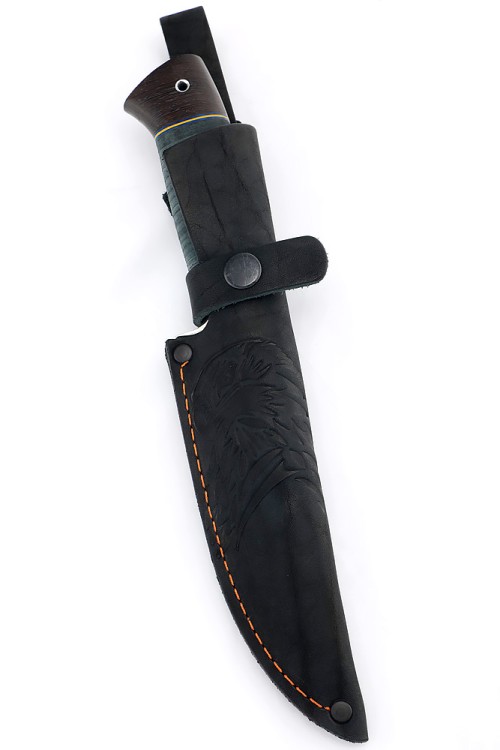 Нож Беркут сталь кованая Х12МФ рукоять мельхиор кожа наборная 