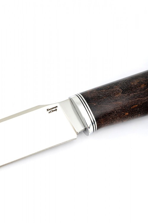 Нож Хищник кованая сталь х12мф рукоять карельская берёза коричневая 